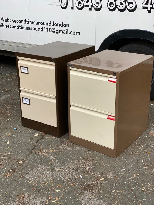Two Drawers Office Filing Cabinets Side by Side
