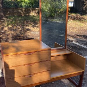 A Dresser Mirror With Drawers With Teak Wood