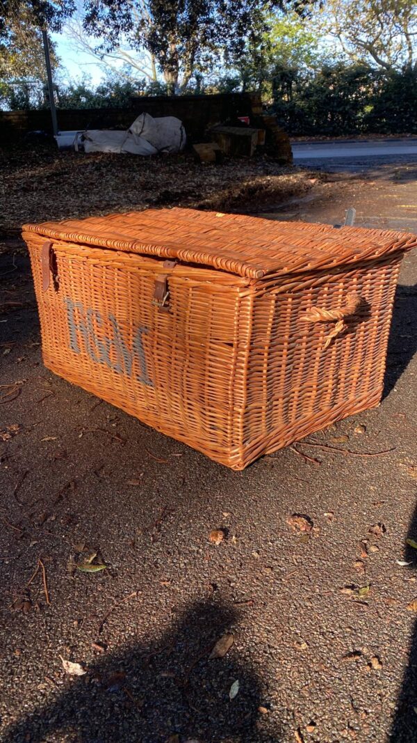 A Straw Woven Baskets With Lock and Handles