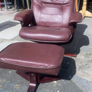 Burgundy coloured games chair/TV chair with matching footstoolP