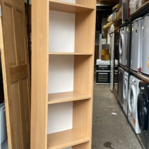 Large beech coloured modern narrow bookshelf