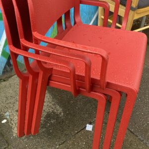 3 Pedrali red colour Sanchez Polycarbonate Italian design carver Chairs