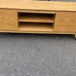 Solid oak TV/entertainment table with cupboards and space for Sky,  DVD player etc