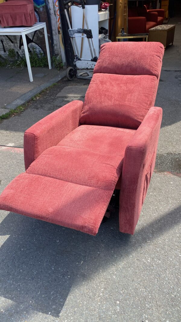 Rise and recline terracotta coloured armchair - Image 5