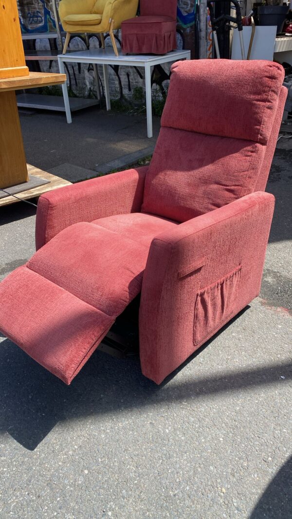 Rise and recline terracotta coloured armchair - Image 4
