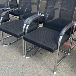 Eight chrome and Black counterbalance office/waiting Chairs