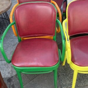 11 multicoloured bentwood bistro chairs